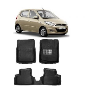 4.5D Car Floor Foot Tray Mats for i10 Old  - Black